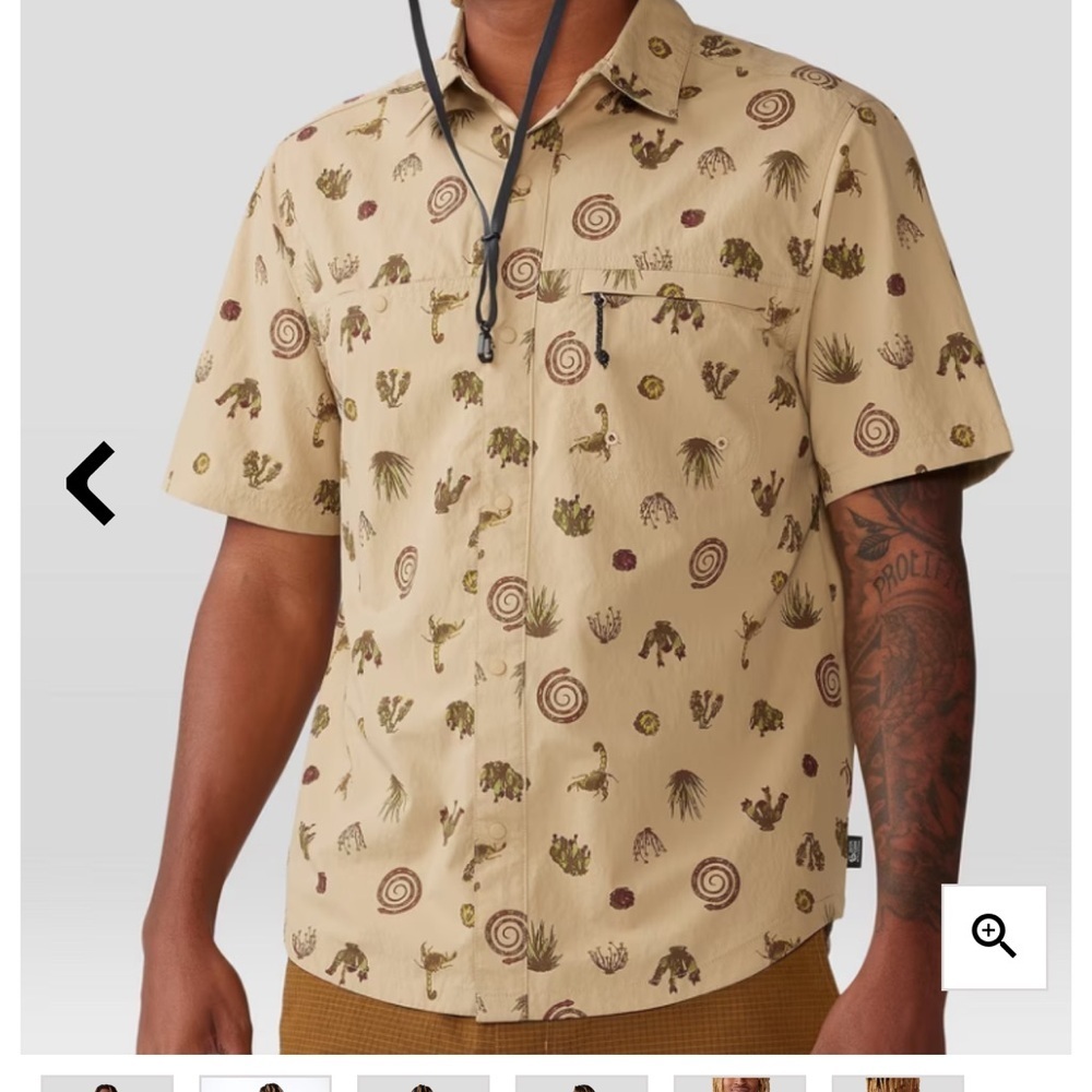 Mountain Hardwear Tan Patterned Casual Button Down Shirt S